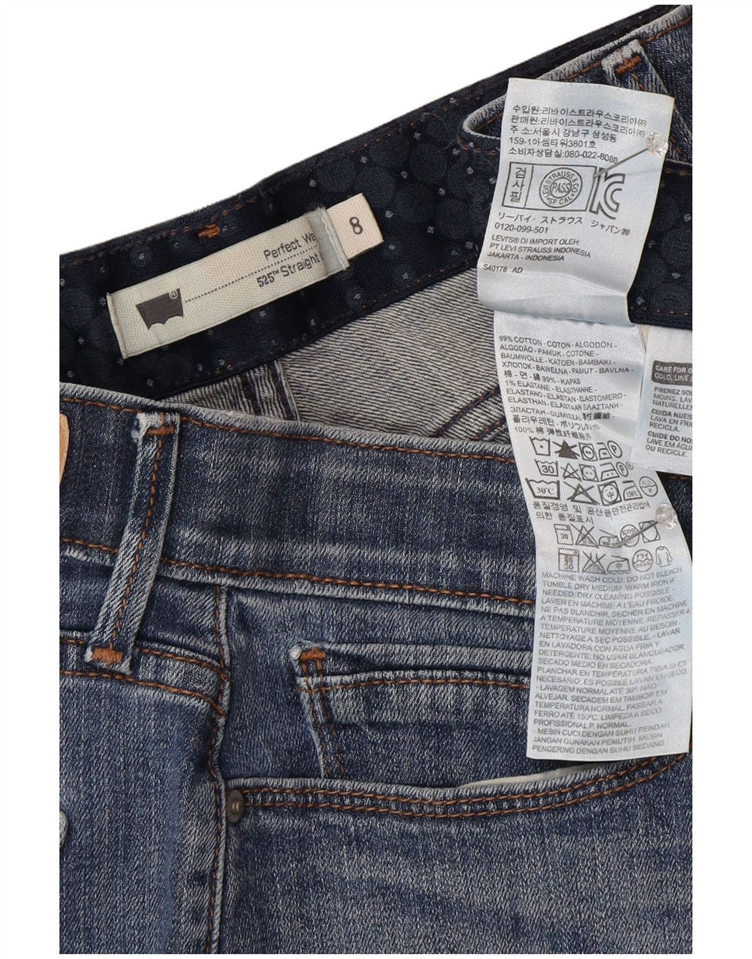Blugi drepti pentru femei Levi's 525 US 8 Medium W28 L30 Bumbac albastru