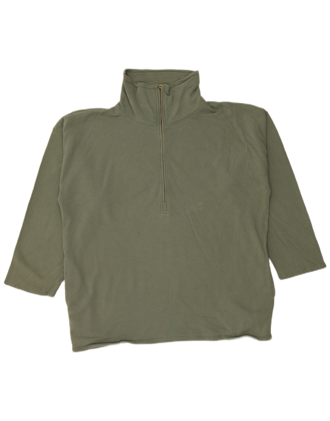 J. CREW Pulover pentru femei, cu fermoar supradimensionat, cu gât, UK 16, mare, verde
