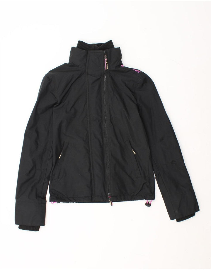 SUPERDRY Womens Windbreaker Jacket UK 6 XS Black Nylon Vintage Superdry and Second-Hand Superdry from Messina Hembry 