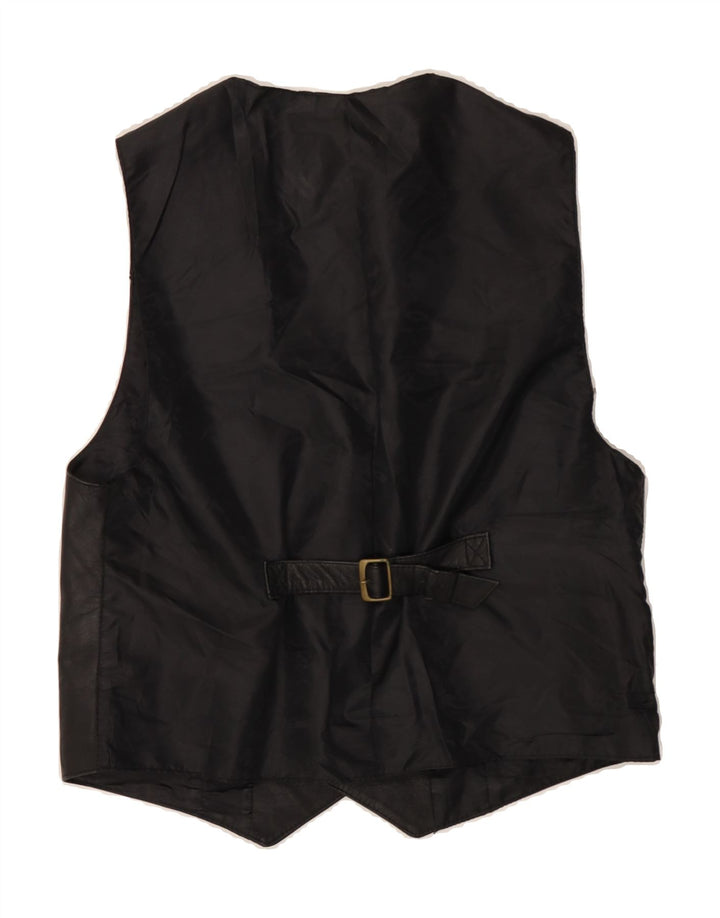 VINTAGE Mens Leather Waistcoat IT 50 Medium Black Leather Vintage Vintage and Second-Hand Vintage from Messina Hembry 