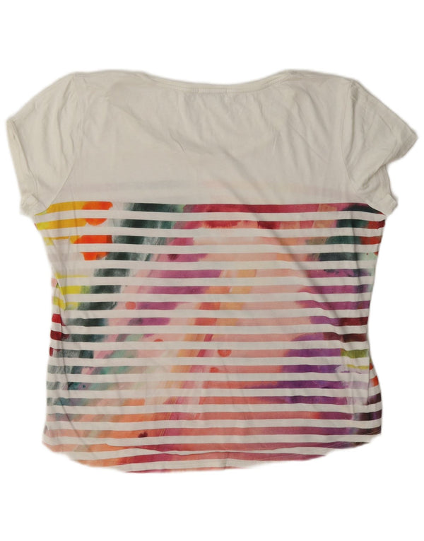 Tricou Desigual pentru femei Regular Graphic Top UK 18 XL Bumbac cu dungi albe