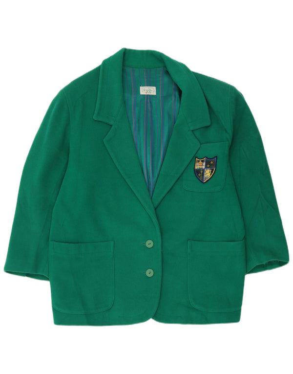Jachetă Benetton pentru femei, cu 2 nasturi, blazer supradimensionat, IT 40, lână verde mică
