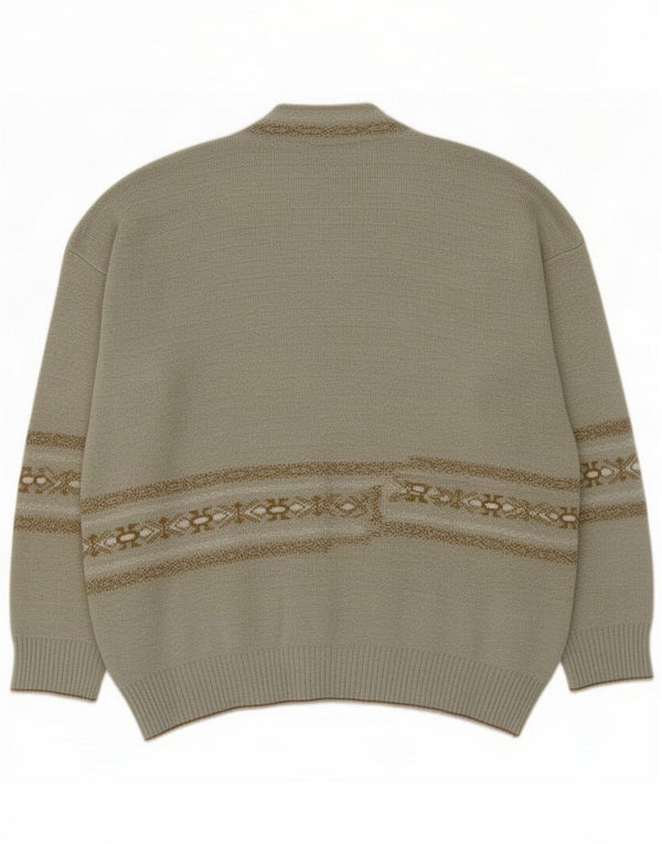 Vintage pentru bărbați cardigan pulover mare gri Geometric