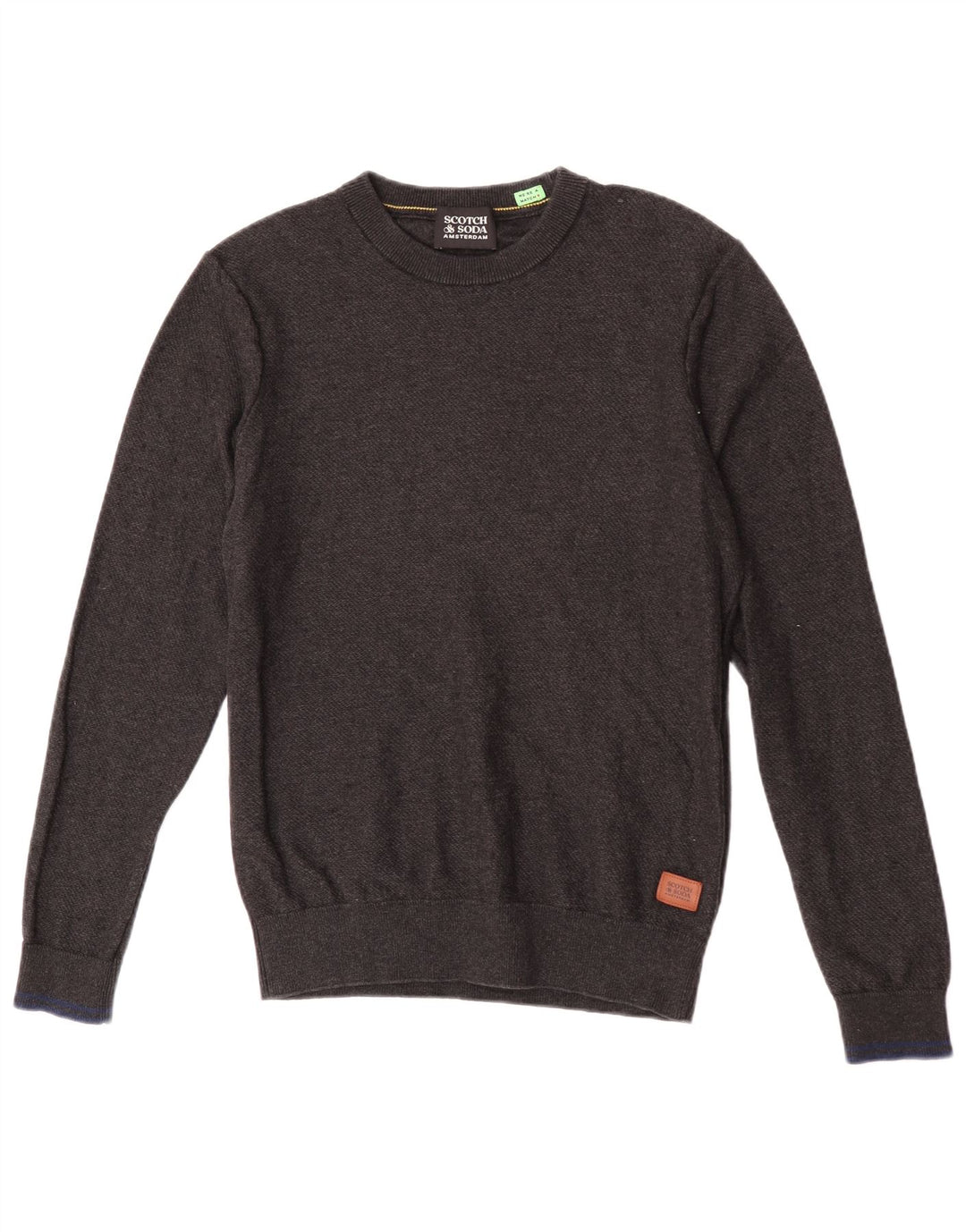 Pulover pentru bărbați Scotch & Soda, cu gât roșu, bumbac, gri mediu