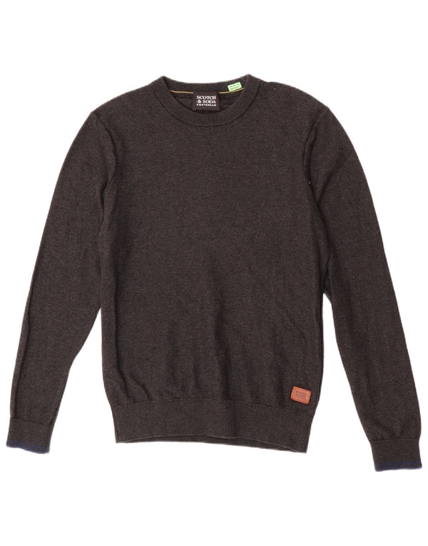 Pulover pentru bărbați Scotch & Soda, cu gât roșu, bumbac, gri mediu