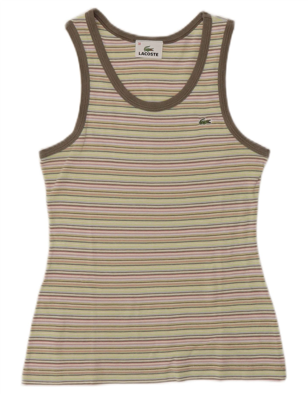 Vestă crop pentru femei Lacoste Top Mărimea 38 Bumbac cu dungi multicolore mediu