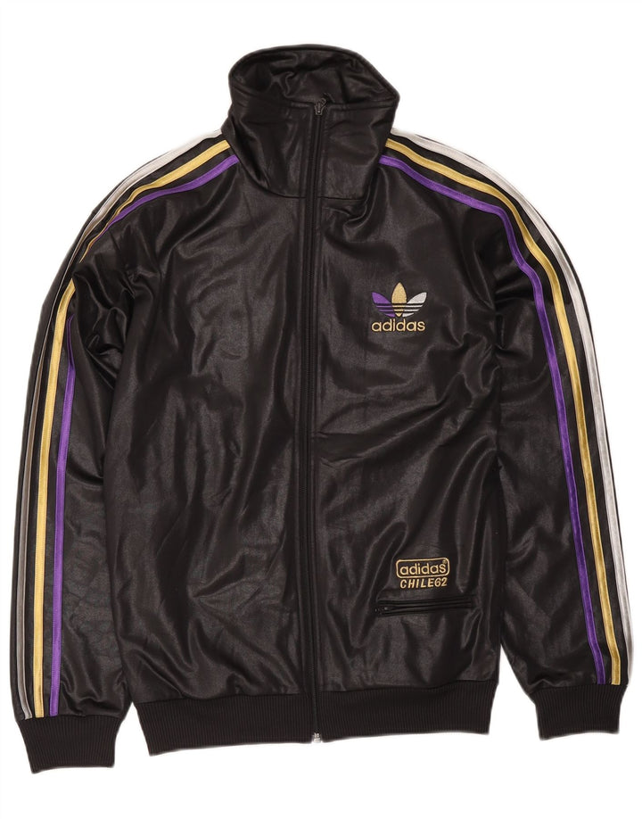 Jachetă de top pentru trening grafic Adidas pentru bărbați, poliester negru mic