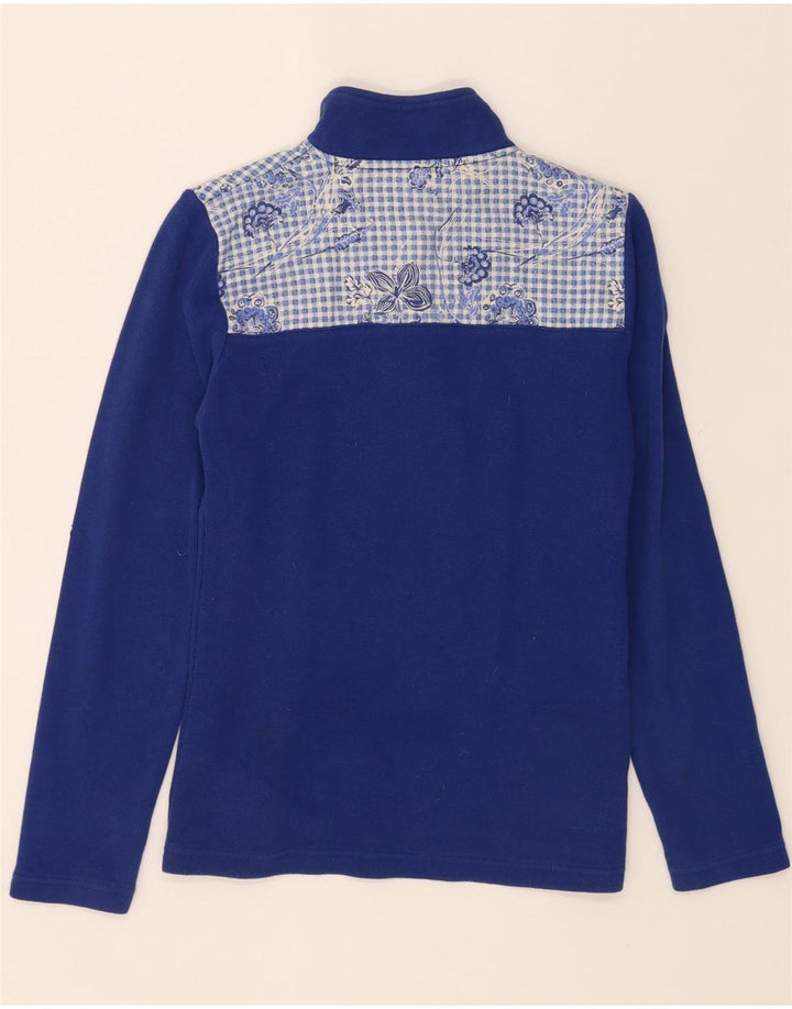 ORVIS Womens Button Neck Top Long Sleeve UK 10 Small Blue Floral Vintage Orvis and Second-Hand Orvis from Messina Hembry 