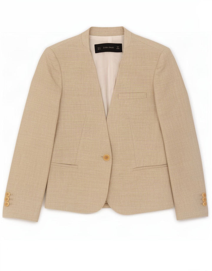 Blazer pentru femei Zara UK 12 bumbac mediu bej