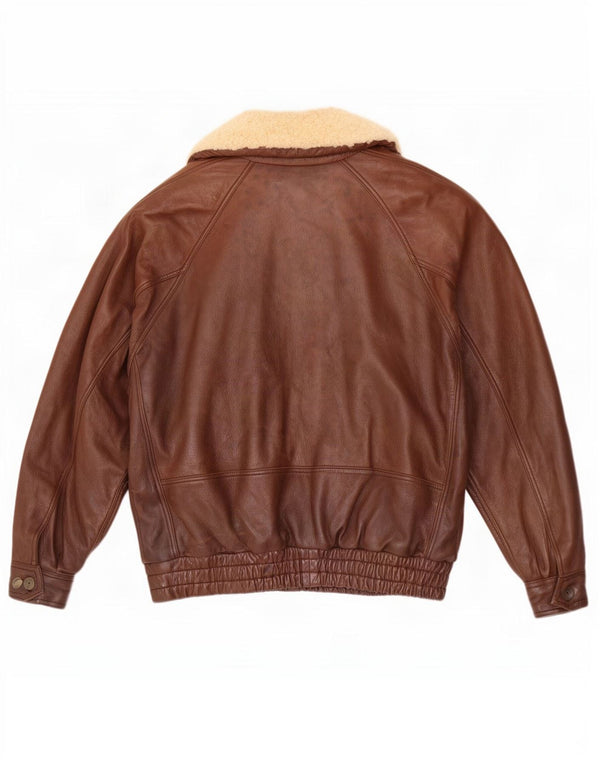 Marcos Mens Leather Jacket UK 42 XL Brown