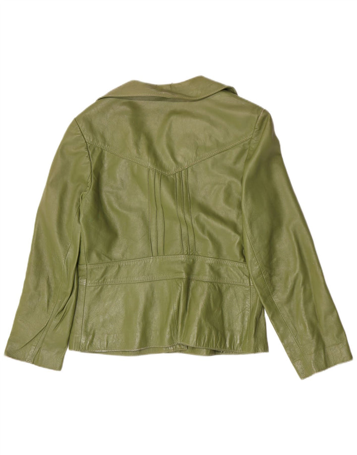 Jachetă vintage pentru femei cu 4 nasturi IT 44 din piele verde medie