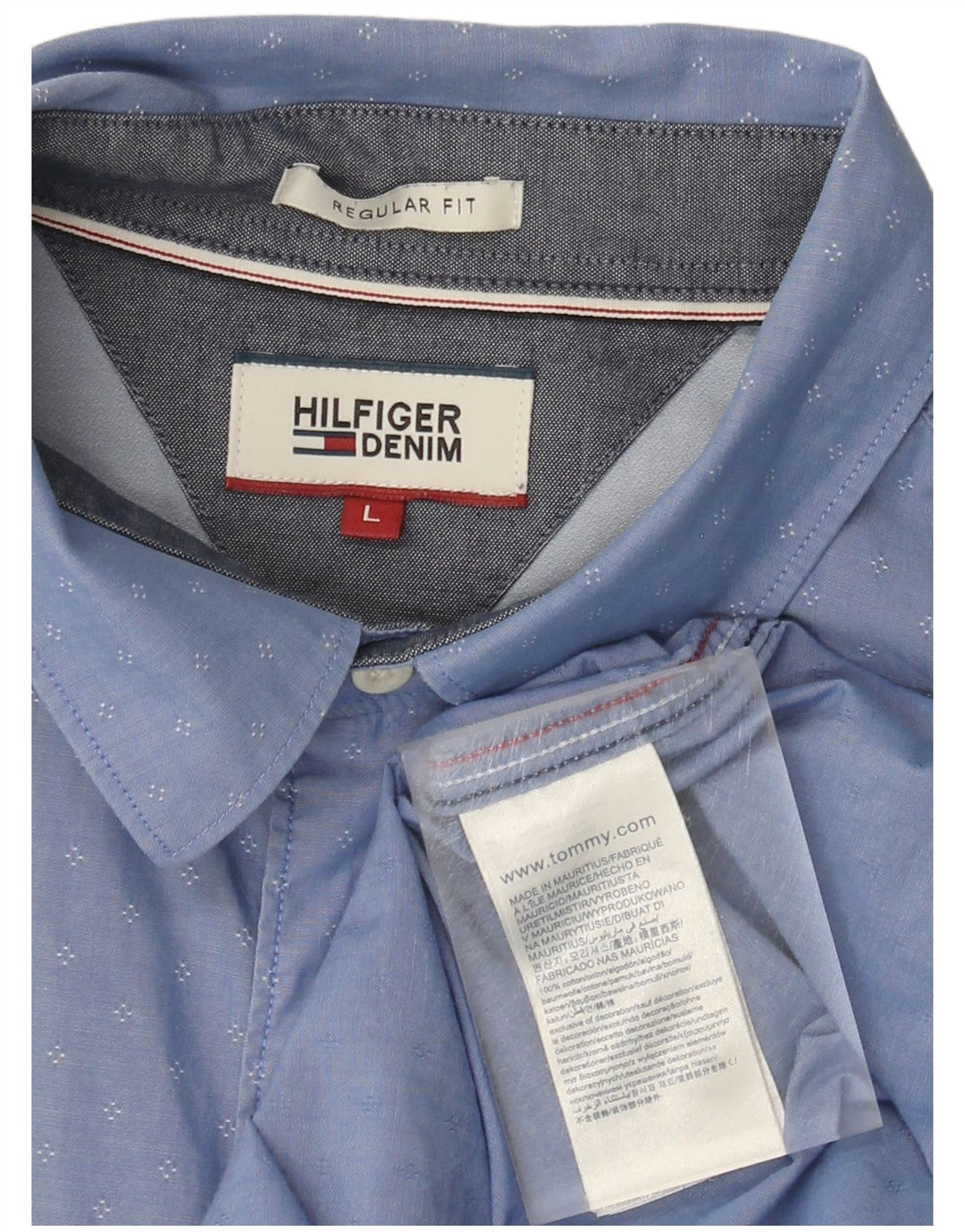 Cămașă TOMMY HILFIGER pentru bărbați, cu formă regulată, mare, bumbac cu pete albastre