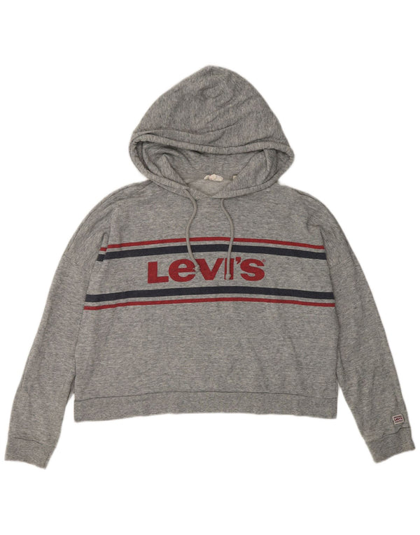 Pulover Oversized Crop Hoodie Levi's pentru femei UK 10 Small Grey Bumbac