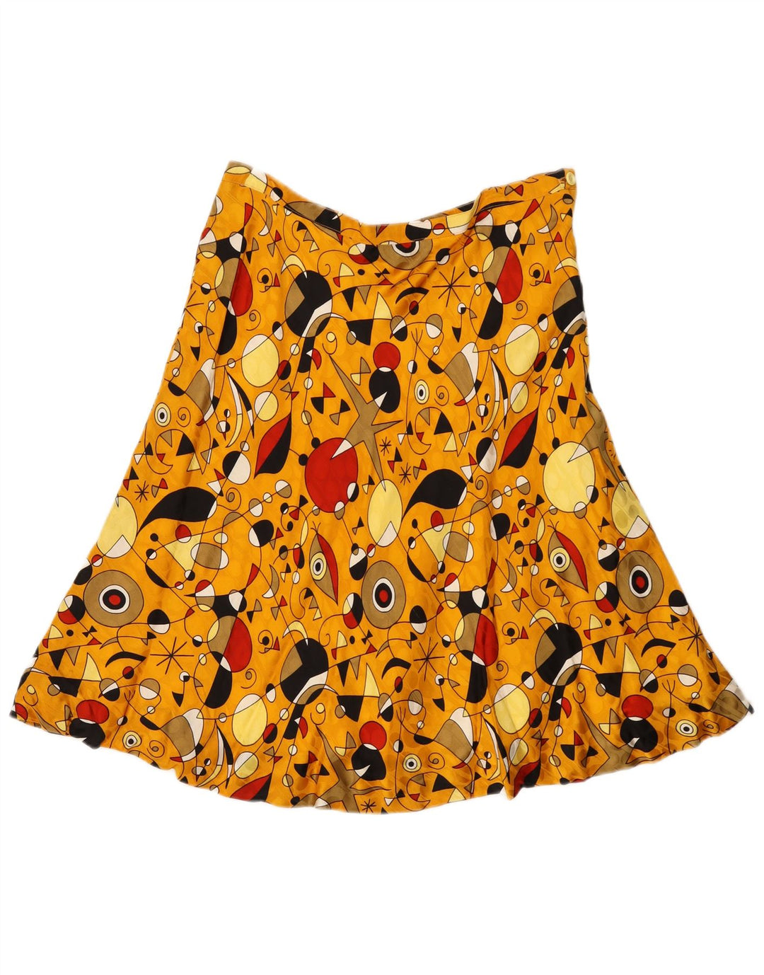 Fustă A-Line Vintage pentru femei cu model abstract W32 galben mare