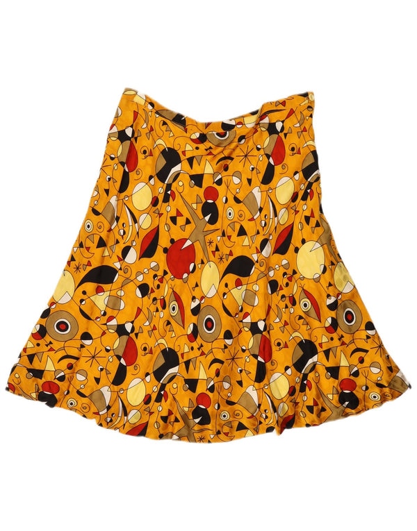 Fustă A-Line Vintage pentru femei cu model abstract W32 galben mare