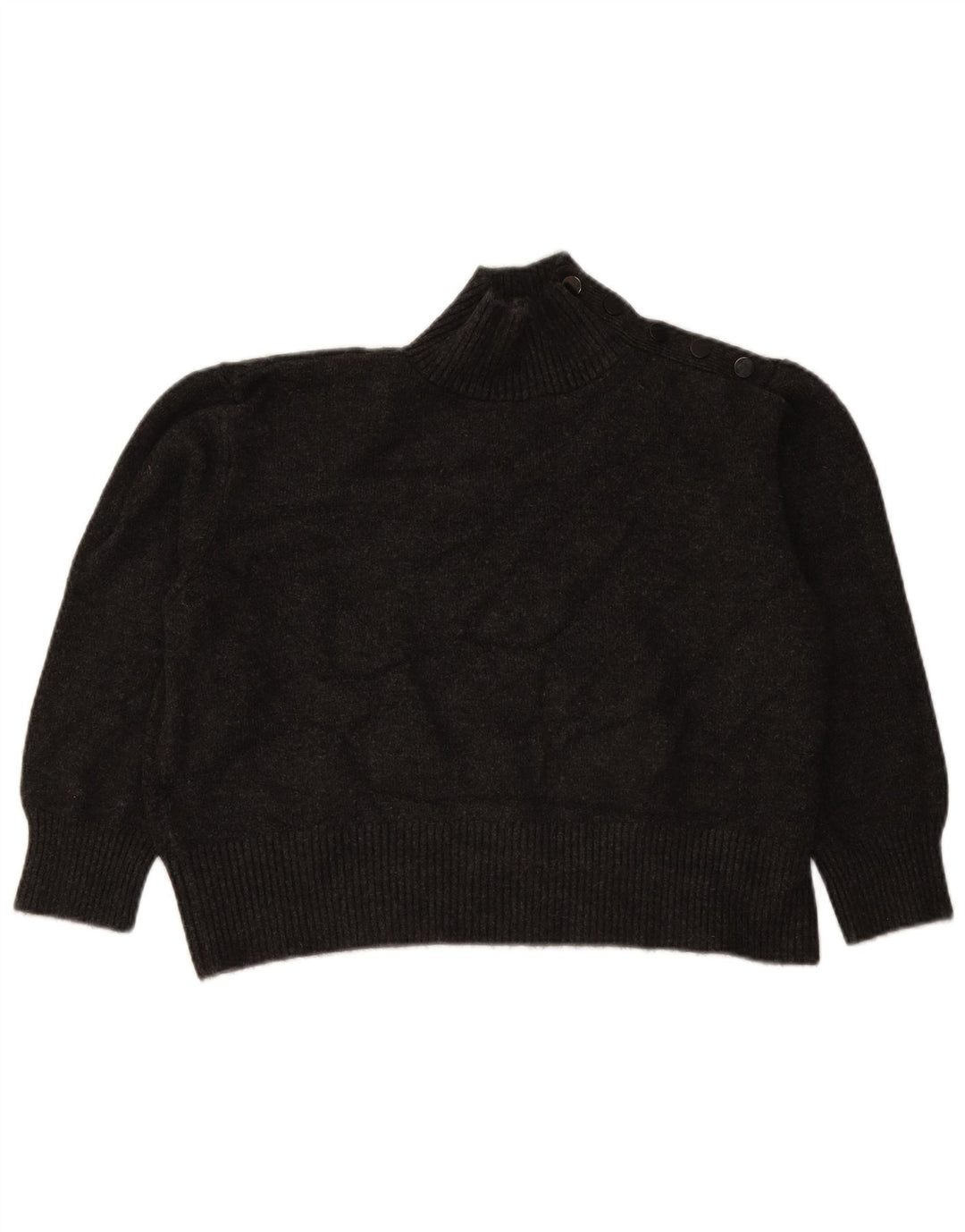 Pulover oversize pentru femei Zara, cu nasturi, cu gât, UK 10 Mic Gri