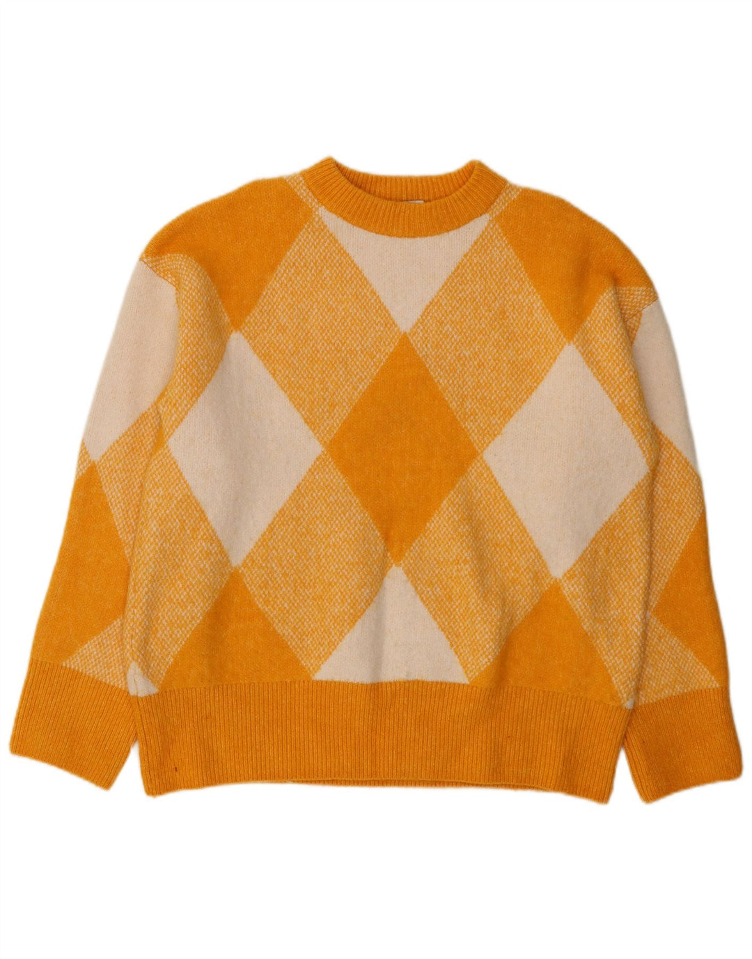 Pulover pentru femei Zara, cu gâtul turn, UK 14 Medium Yellow Argyle/Diamond