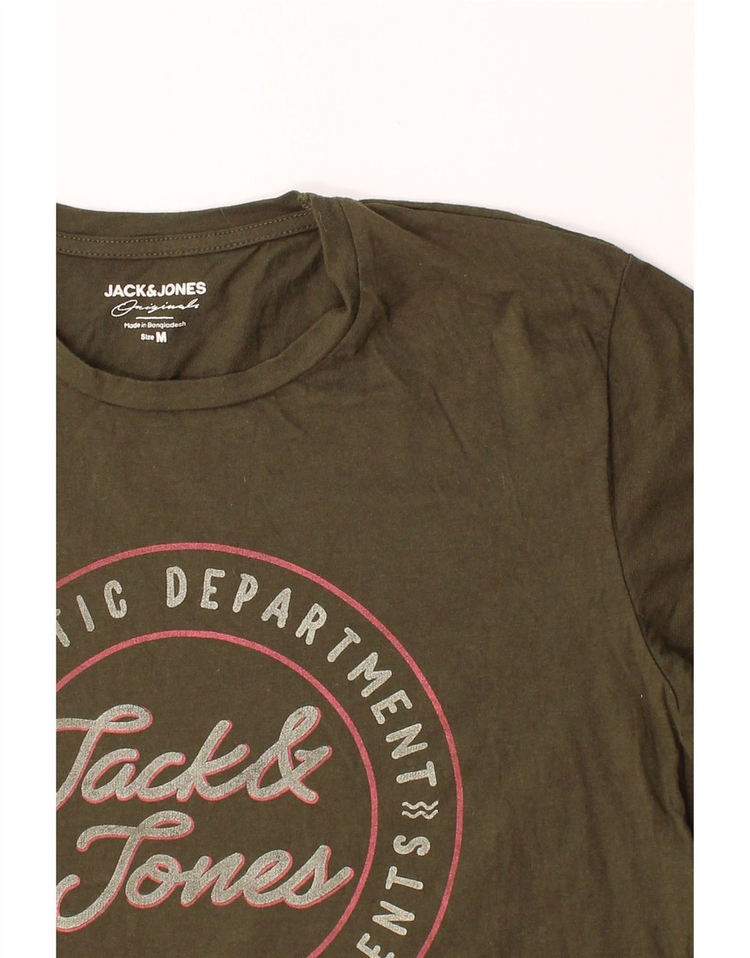 JACK & JONES Mens Graphic T-Shirt Top Medium Khaki Cotton Vintage Jack & Jones and Second-Hand Jack & Jones from Messina Hembry 