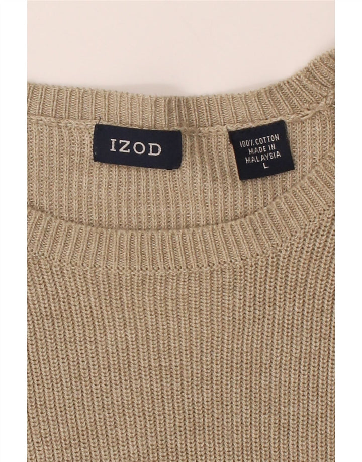 IZOD Mens Crew Neck Jumper Sweater Large Beige Cotton Vintage Izod and Second-Hand Izod from Messina Hembry 