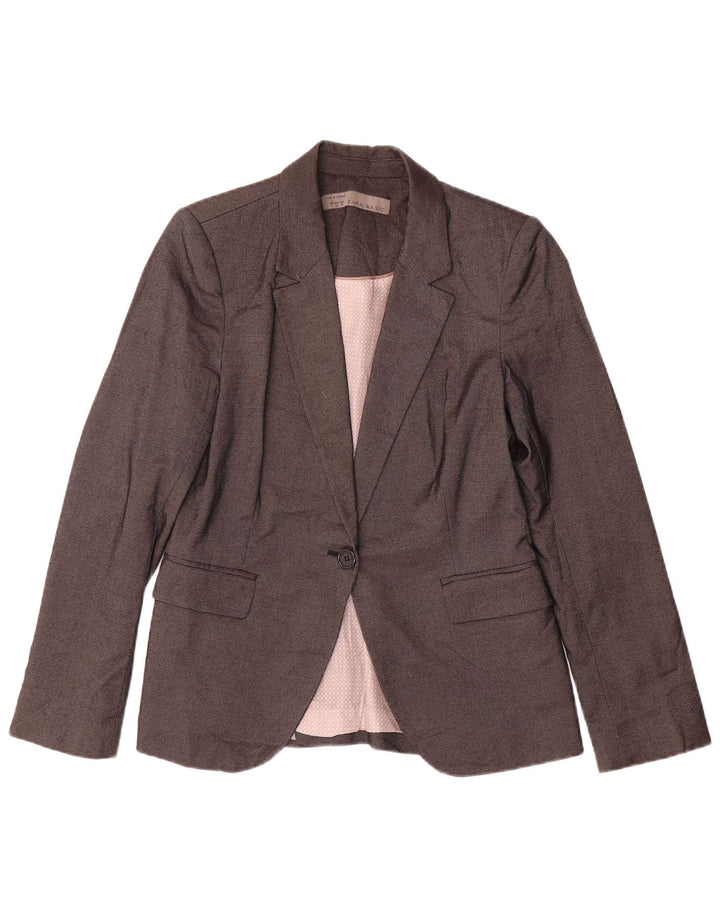 Sacou blazer pentru femei Zara, cu 1 nasture, UK 14, mare, gri, poliester