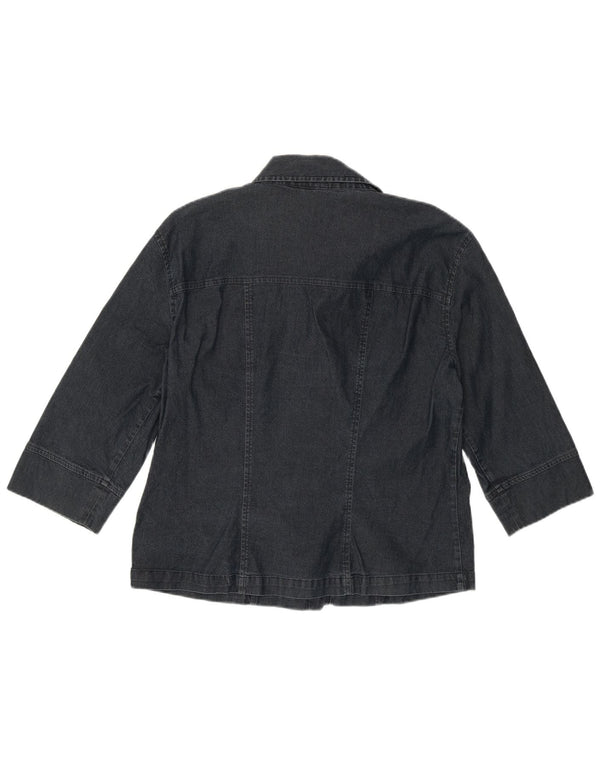 Cămașă Benetton pentru femei cu mâneci 3/4 din denim UK 14 mare, bumbac bleumarin