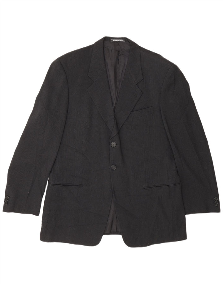 Giorgio Armani Jachetă pentru bărbați cu 2 nasturi IT 52 XL Negru Pinstripe
