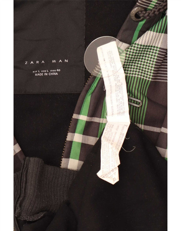 Pulover pentru bărbați Zara, cu fermoar, cu glugă, poliester cu carouri mari, multicolore
