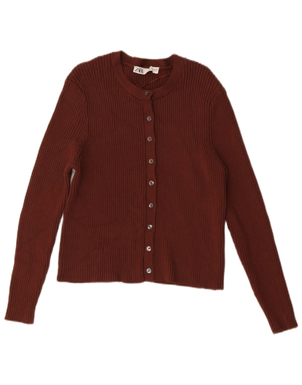 Pulover cardigan pentru femei Zara UK 14 mare, maro, viscoză