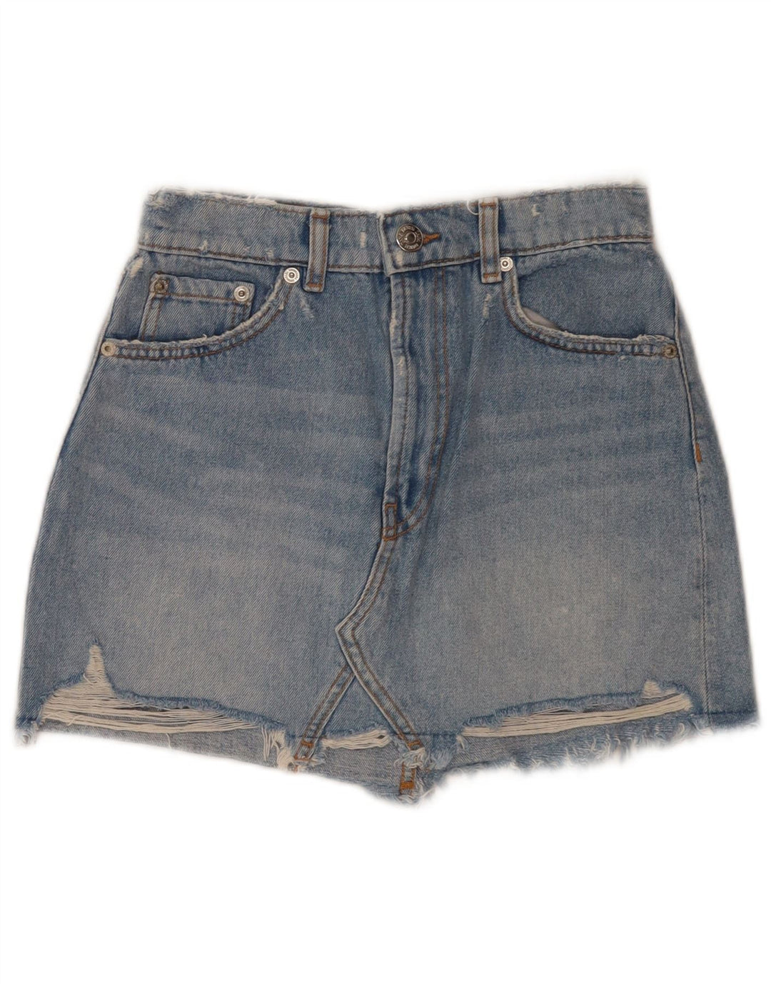 Pantaloni scurți din denim învechit pentru femei Zara Mici W26 Albastru