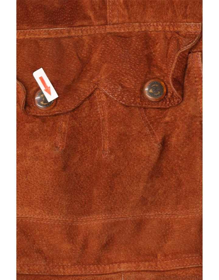 Jachetă Parka de piele de căprioară supradimensionată pentru femei Vintage IT 46 Large Brown