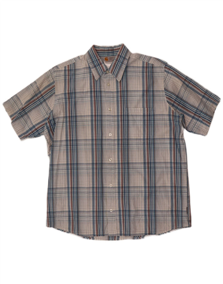 Cămașă cu mânecă scurtă pentru bărbați Carhartt, bumbac cu carouri albastre mari