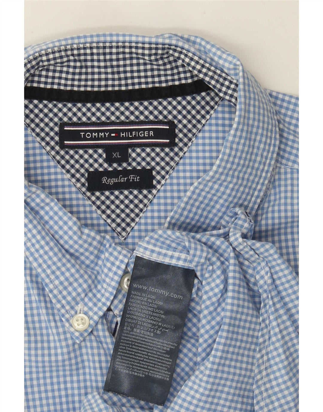 Cămașă pentru bărbați Tommy Hilfiger, XL, bumbac vichy albastru