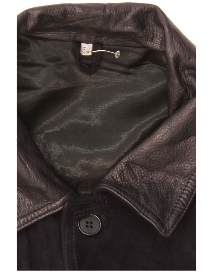 Jachetă Bomber Vintage pentru bărbați din piele intoarsa IT 52 XL din piele neagră