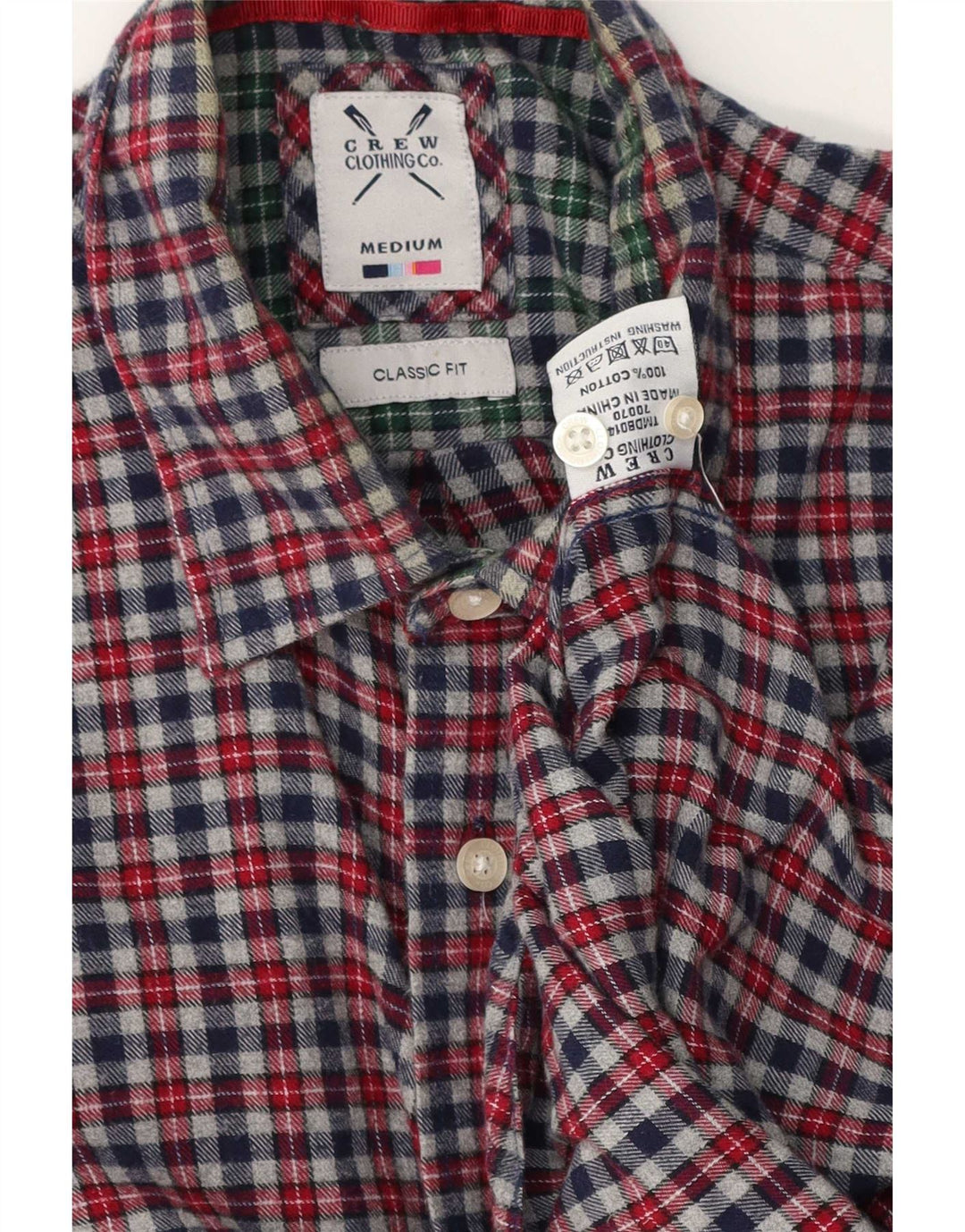 Crew Clothing Cămașă de flanel pentru bărbați, gri mediu, din bumbac