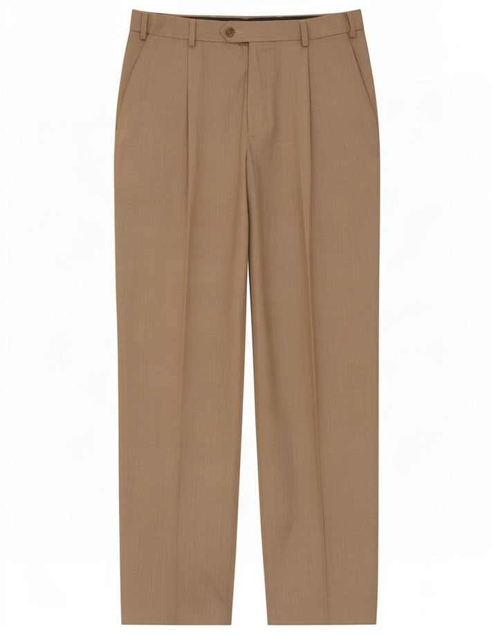 Pantaloni de costum pentru bărbați Marks & Spencer, cu ajustare normală, L32 L31, poliester bej