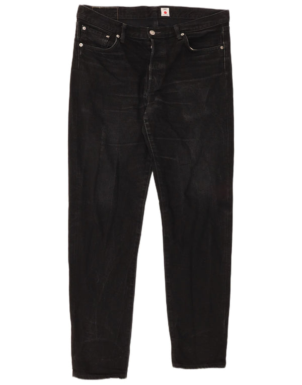 EDWIN Mens Slim Jeans W34 L32 Black Cotton