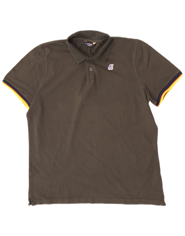 Tricou polo pentru bărbați K-Way XL Kaki Colorblock
