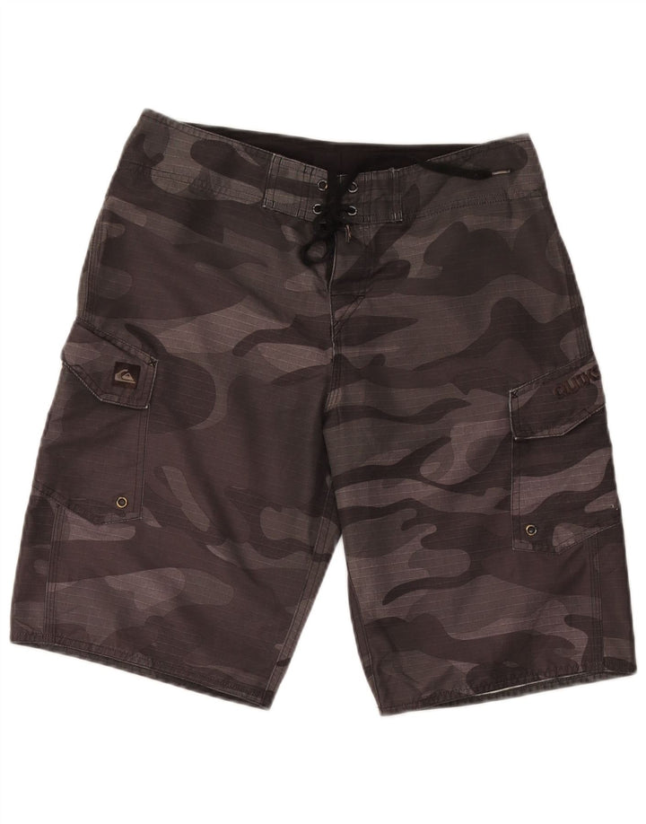 Pantaloni scurți de înot Quiksilver pentru bărbați, poliester camuflaj, gri mediu