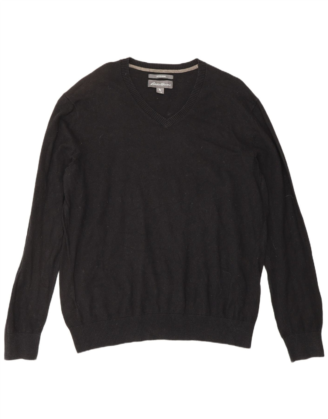 Pulover cu decolteu în V pentru bărbați Eddie Bauer, bumbac negru XL
