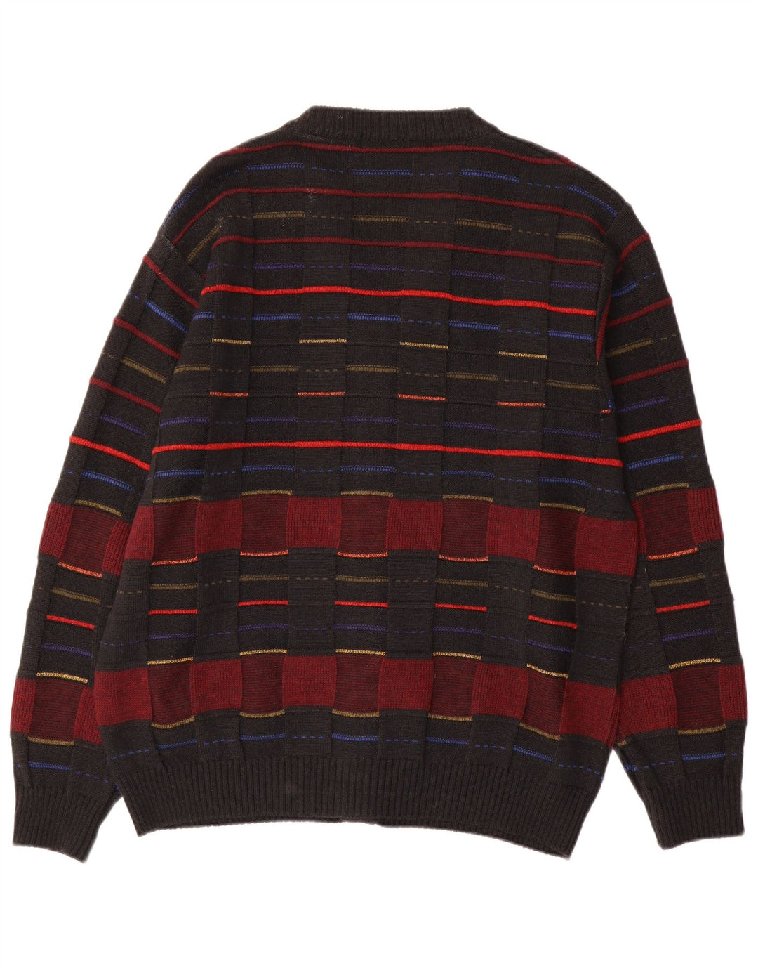 Pulover Cardigan Vintage pentru bărbați IT 48 Medium Black Check Lână