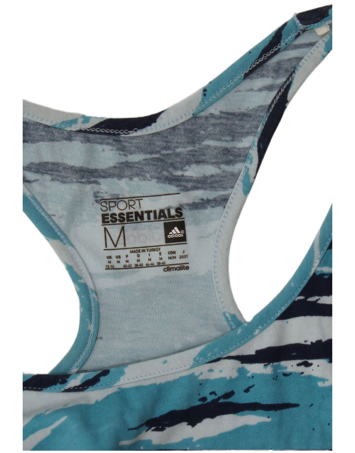 ADIDAS Climalite Graphic Vest Top pentru femei UK 12/14 Medium Blue Camouflage