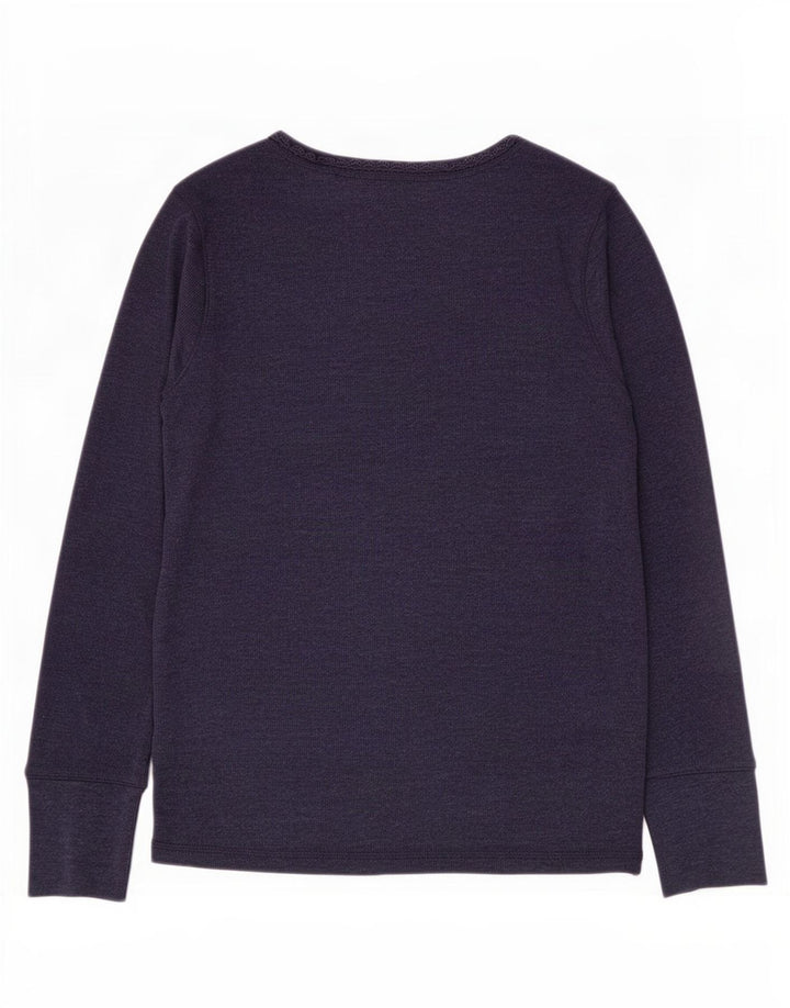 Top pentru femei Marks & Spencer cu mânecă lungă UK 12 mediu, albastru bleumarin, bumbac