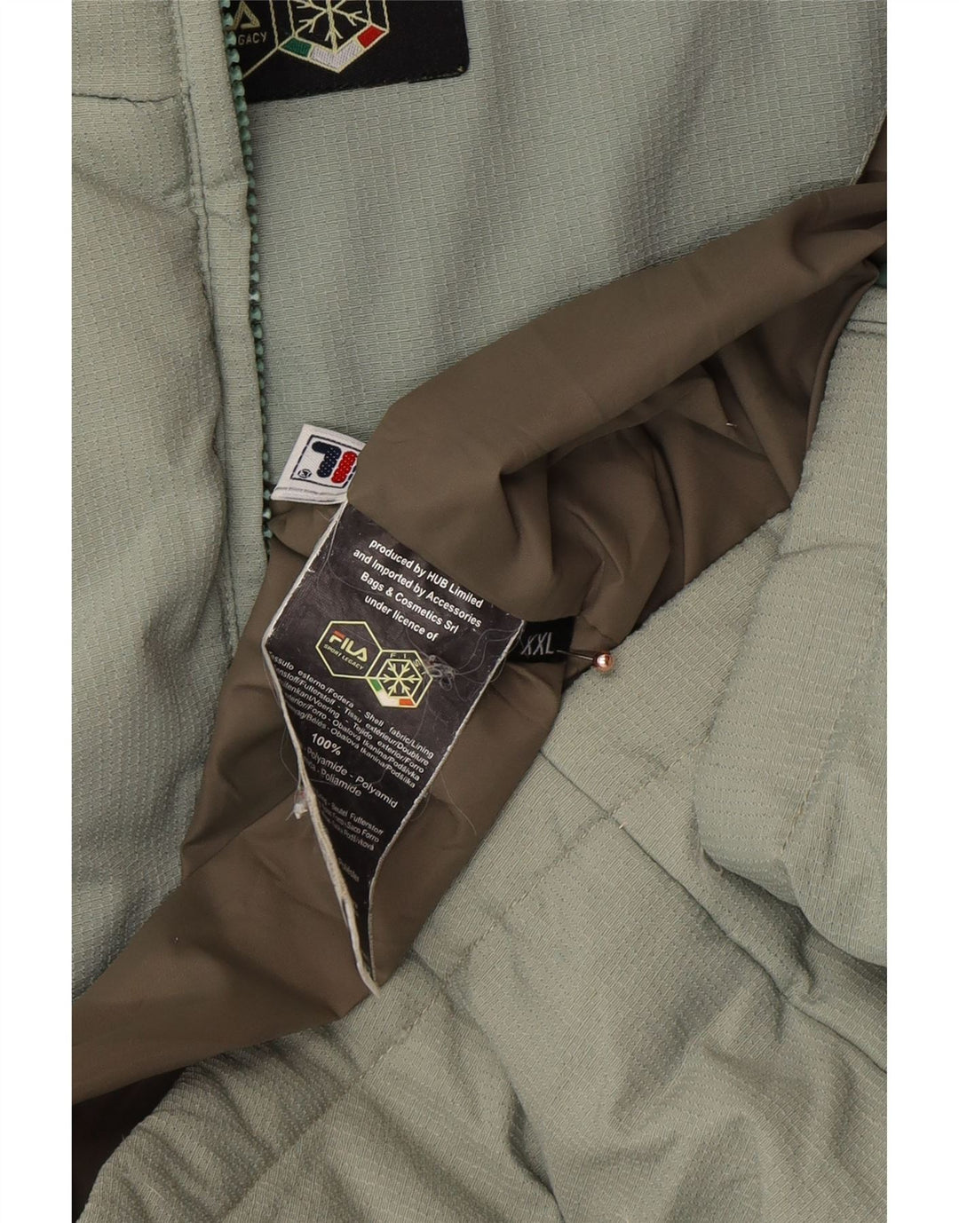 FILA Mens Hooded Padded Jacket UK 44 2XL Green Polyamide