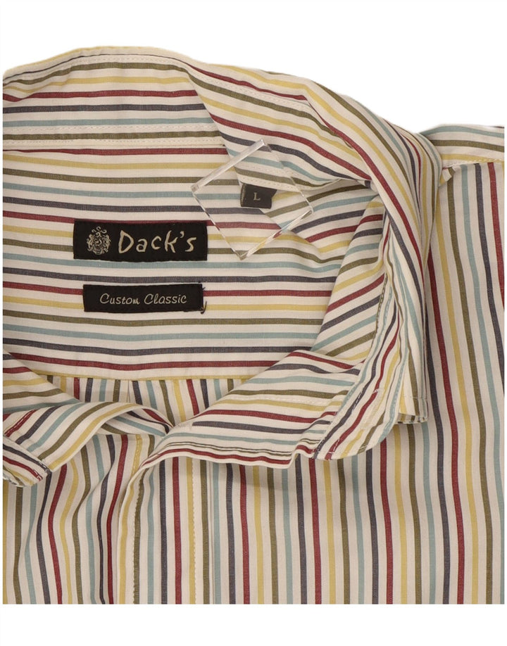 Cămașă cu mânecă scurtă pentru bărbați Dack's, bumbac cu dungi mari, multicolore