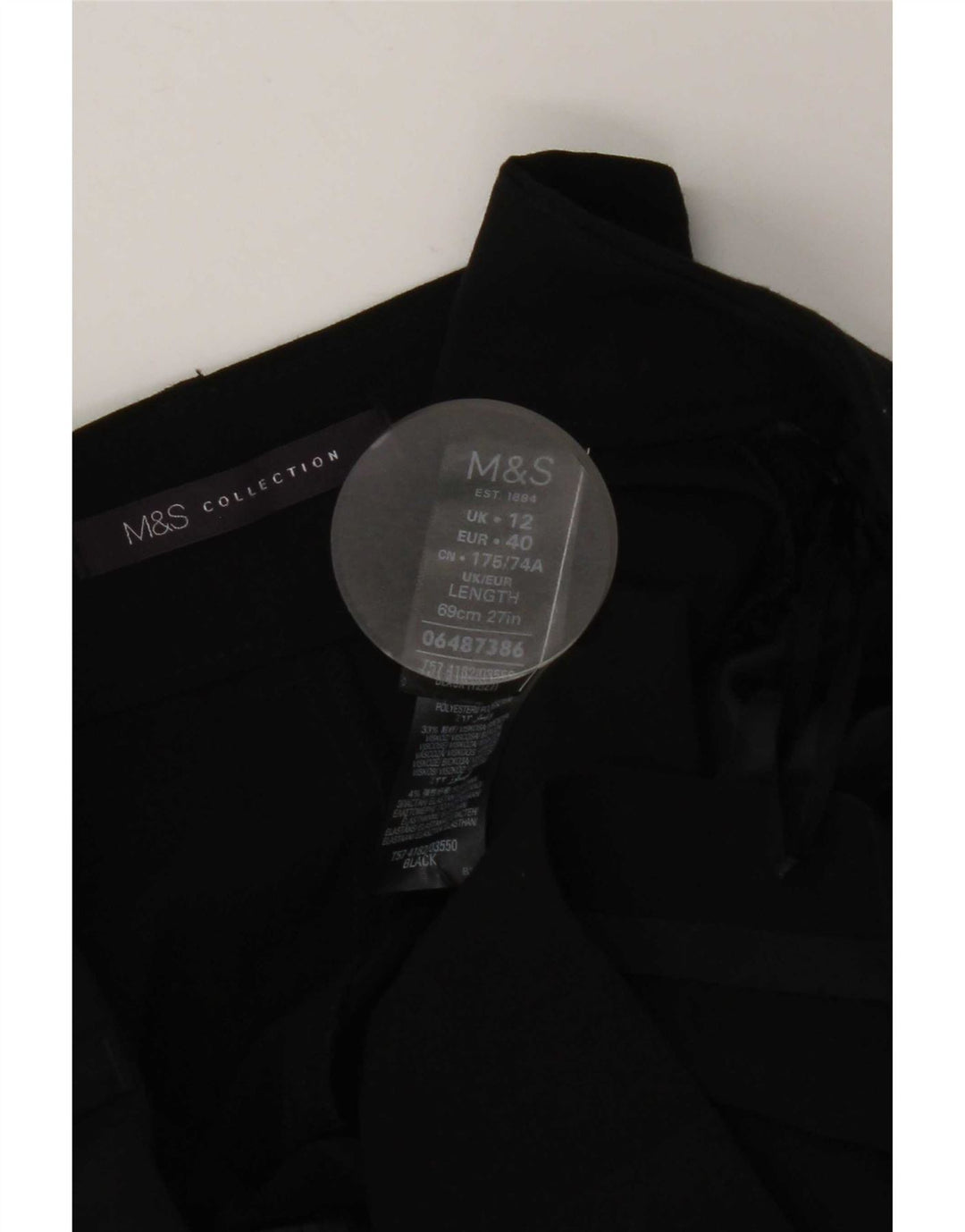 Fusta creion pentru femei Marks & Spencer UK 12 Medium W30 Poliester negru