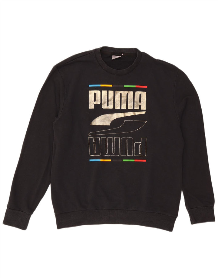 Pulover grafic pentru bărbați Puma, bumbac mediu negru