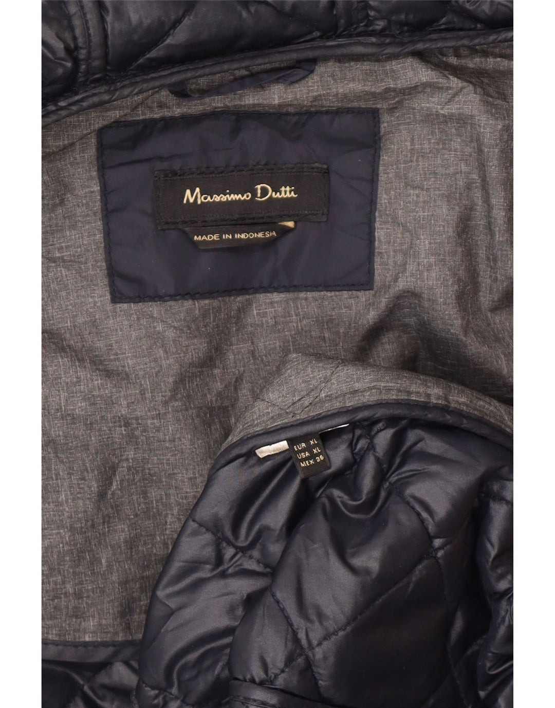 Jachetă matlasată cu glugă Massimo Dutti pentru femei UK 18 XL bleumarin