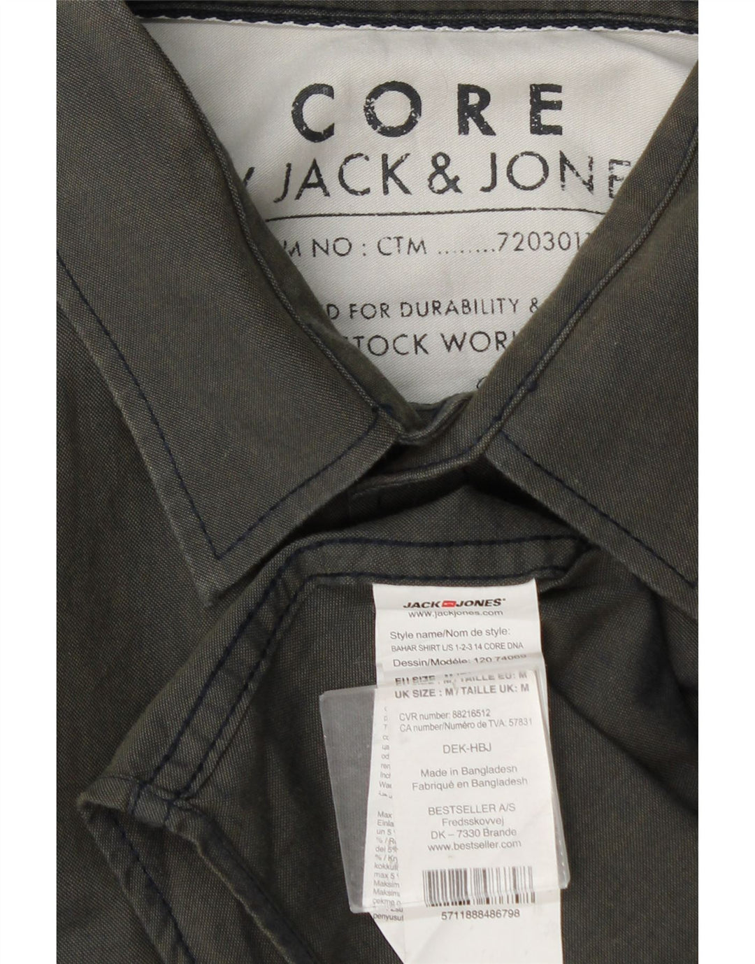 Cămașă Jack & Jones pentru bărbați, bumbac mediu kaki