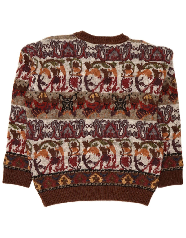 Pulover Fiume pentru bărbați cu gât roșu IT 50 Medium Burgundy Fair Isle Acrilic