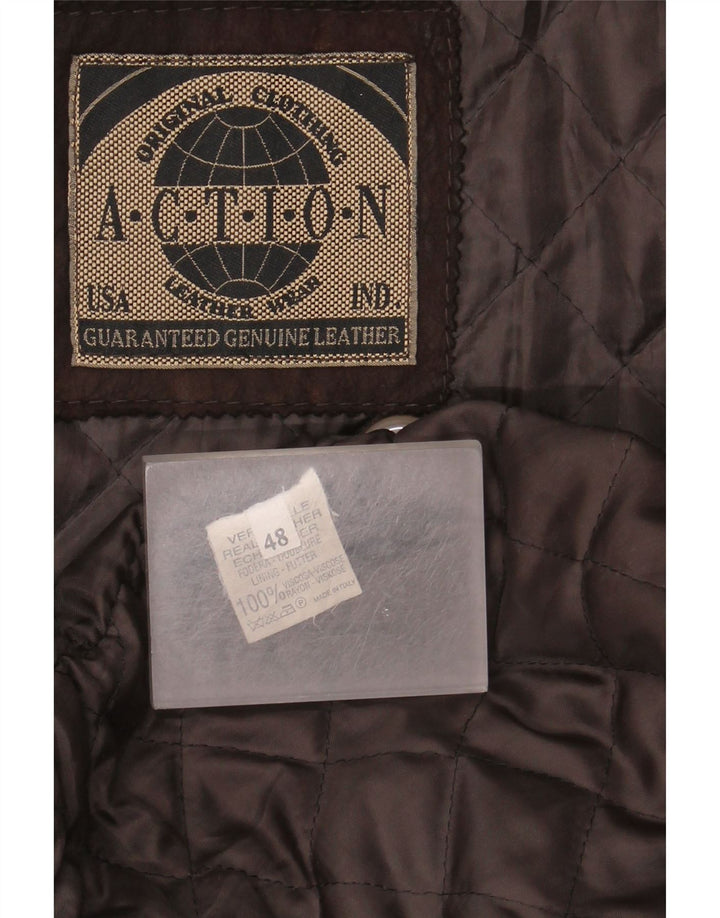 Geaca de piele vintage pentru barbati IT 48 piele maro medie